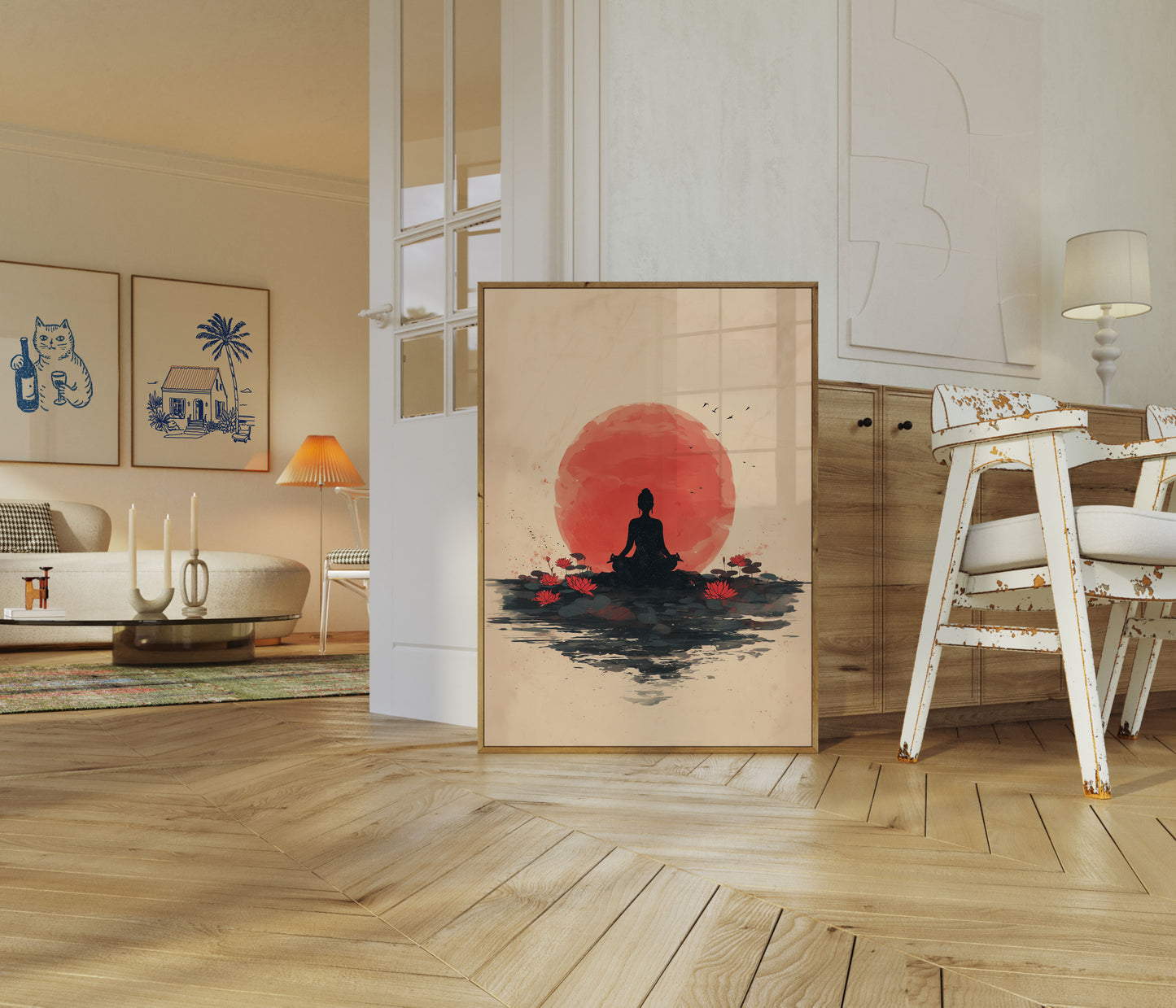 Poster Tramonto Meditazione Zen Loto