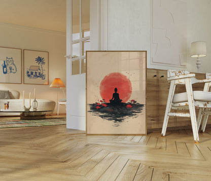 Poster Tramonto Meditazione Zen Loto