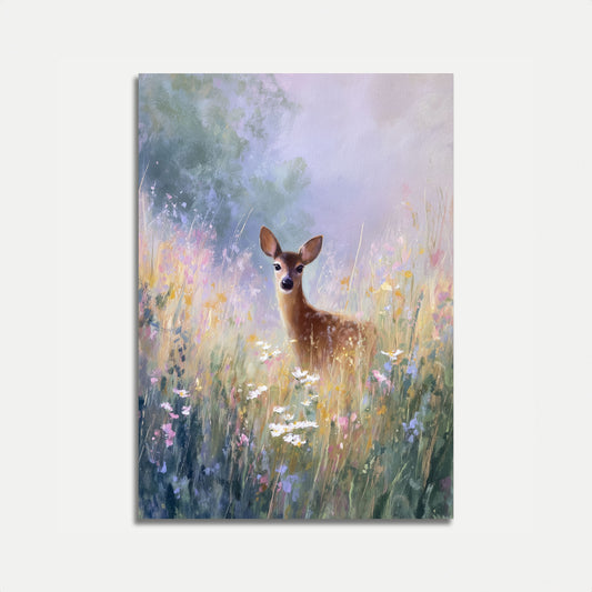 Deer in Wildflower Meadow Poster