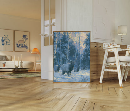 Poster Paesaggio Foresta Cervo Invernale
