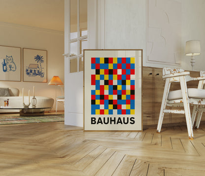 Bauhaus Geometric Color Grid Poster