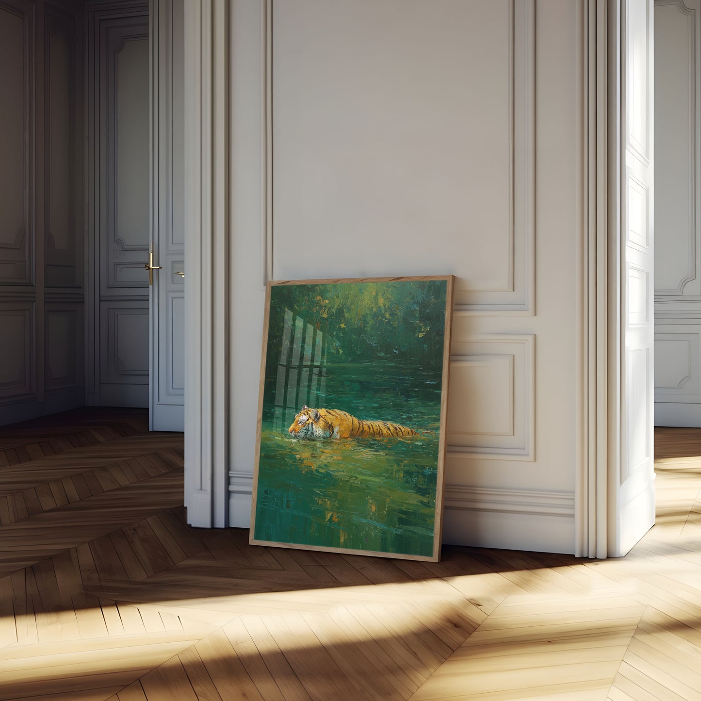 Tiger Swimming in Water Poster