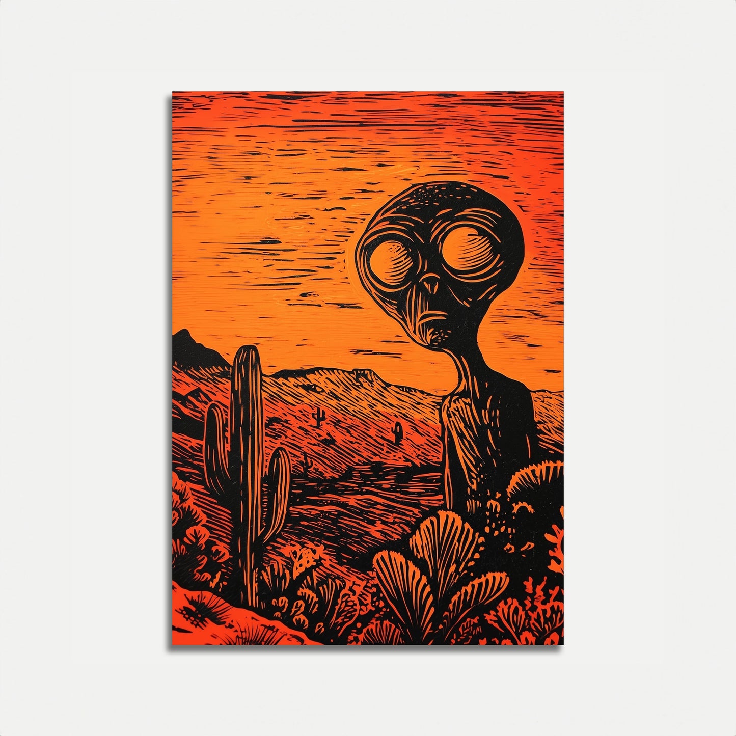 Alien Desert Sunset Poster