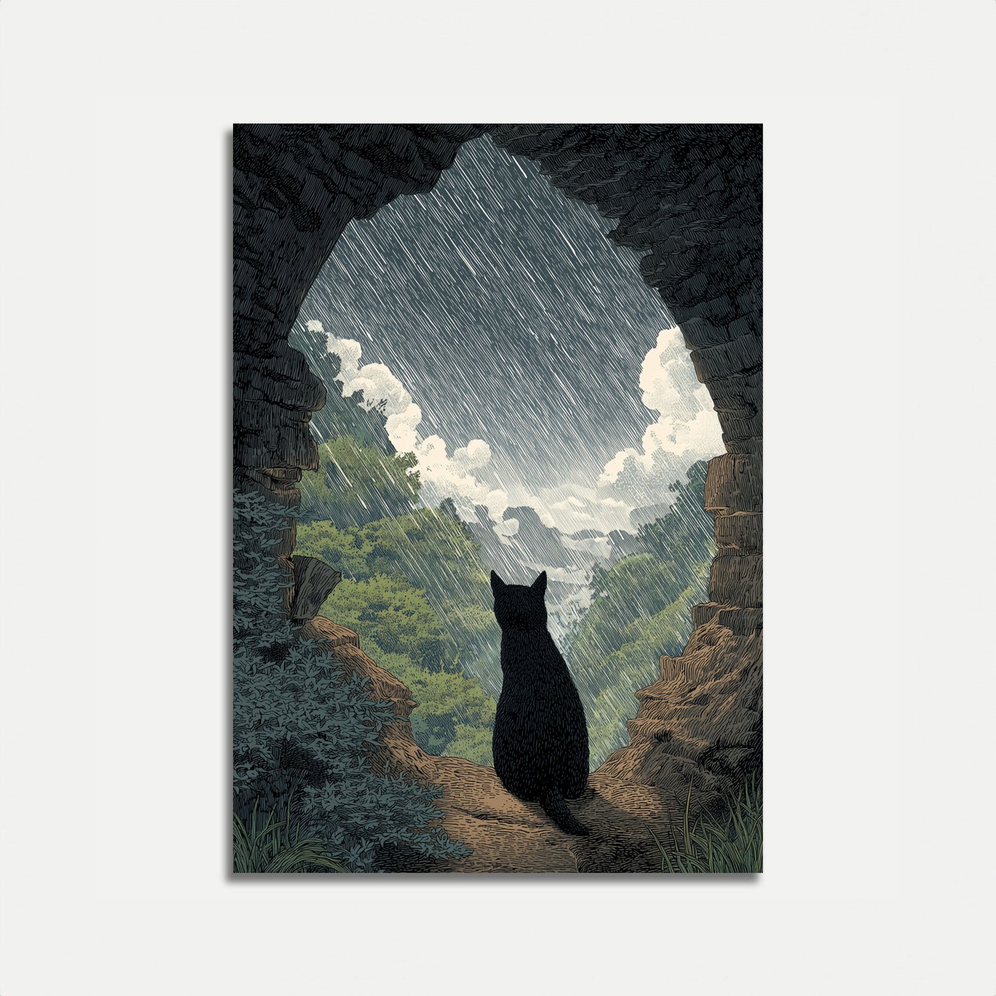 Zwarte Kat Berg Grot Poster