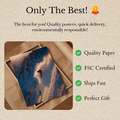 Skiløper Skjærer Fjellpudder Plakat