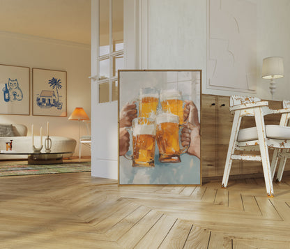 Golden Beer Toast Celebration Poster