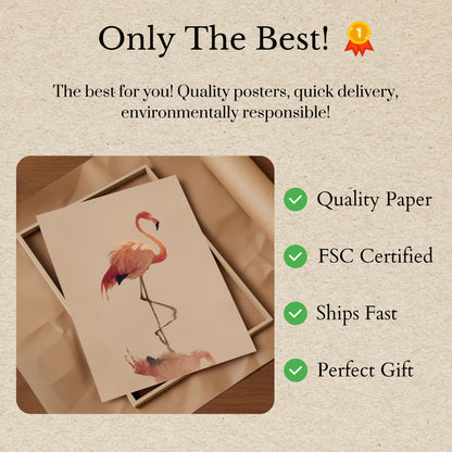 Elegante Fenicottero nell'Acqua Poster