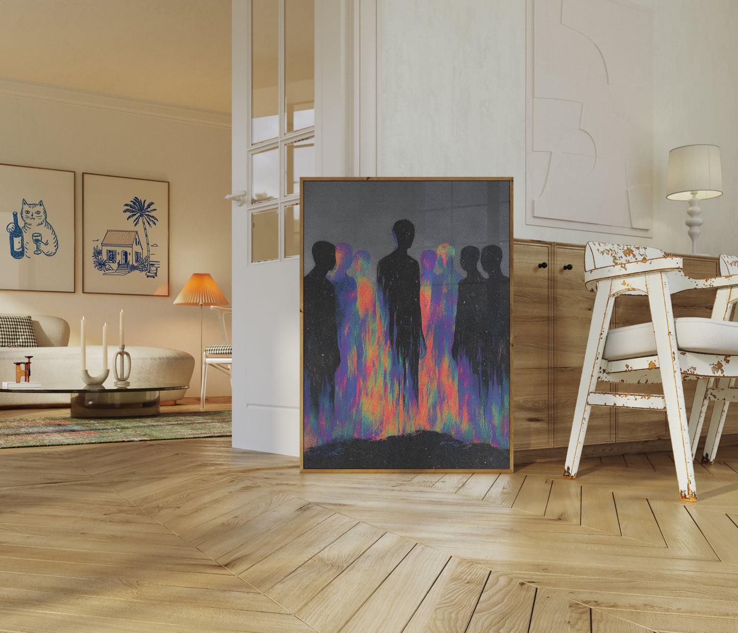 Colorful Auras Human Silhouettes Poster