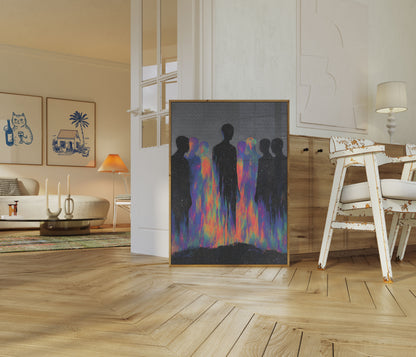 Colorful Auras Human Silhouettes Poster
