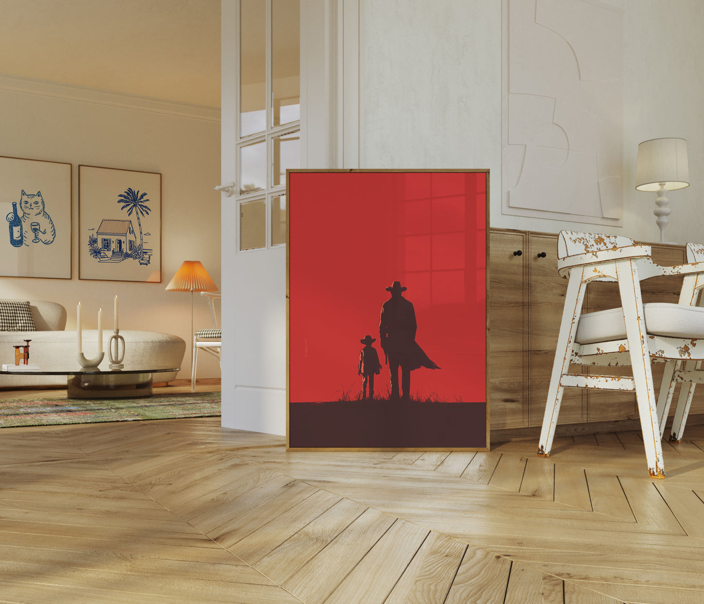 Cowboy Sunset Silhouette Poster
