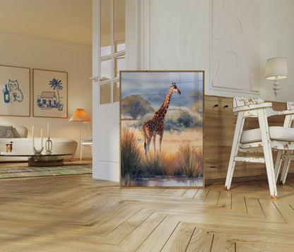 Golden Savanna Giraffe Poster