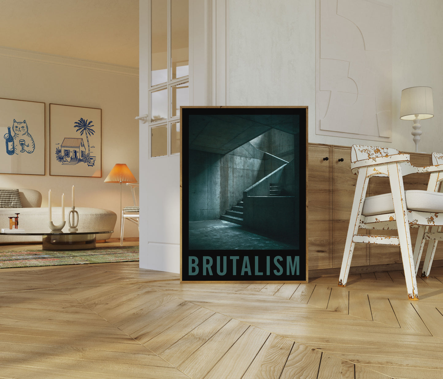 Brutalist Concrete Staircase Poster