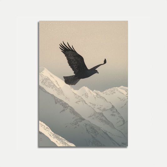 Eagle Soaring Over Snowy Mountains Poster
