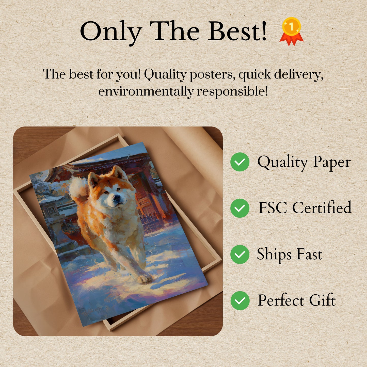 Majestic Winter Akita Dog Poster