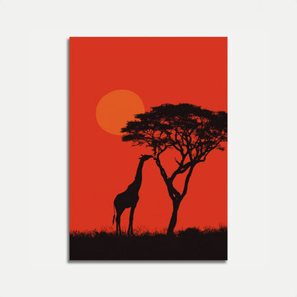 Pôster de Girafa Alcançando Árvore de Acácia