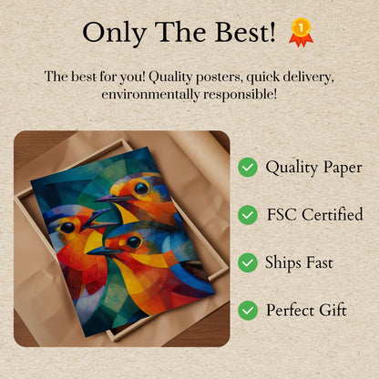 Colorful Geometric Birds Poster