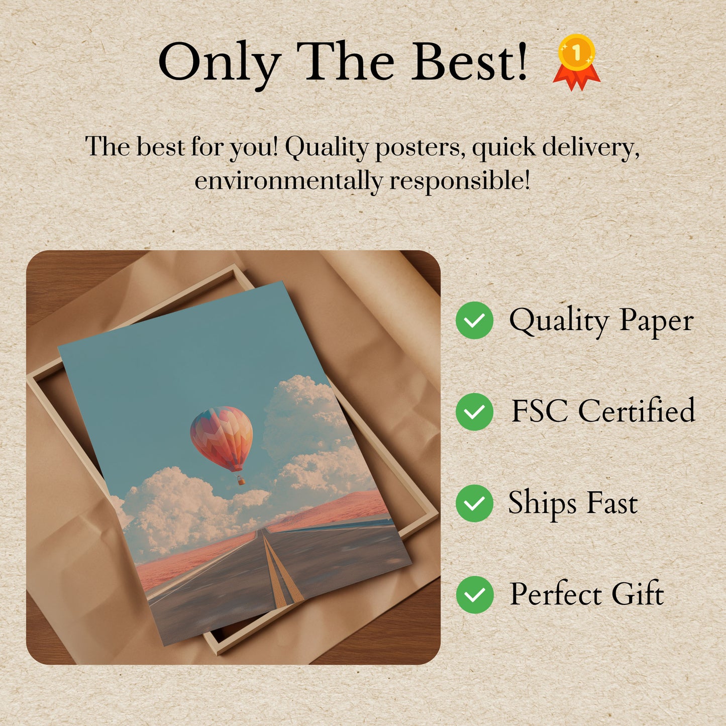 Dreamy Horizon Hot Air Balloon Poster