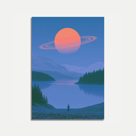 Alien Planet with Rings Poster
