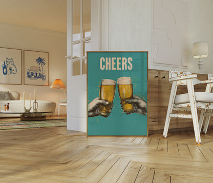 Vintage Beer Toast Cheers Poster