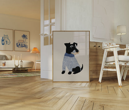 Dapper Dog in Blue Poster