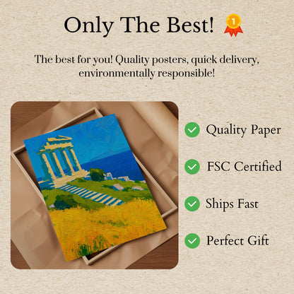 Greek Temple by the Sea Poster