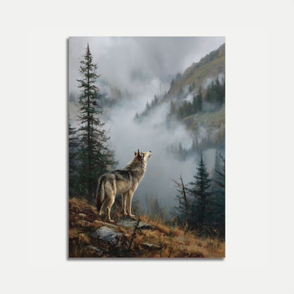 Misty Mountain Wolf Poster