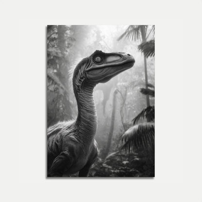 Póster del bosque prehistórico de velociraptores