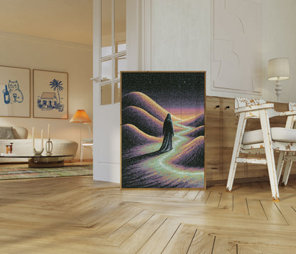Mystic Traveler in Starlit Mountains Poster