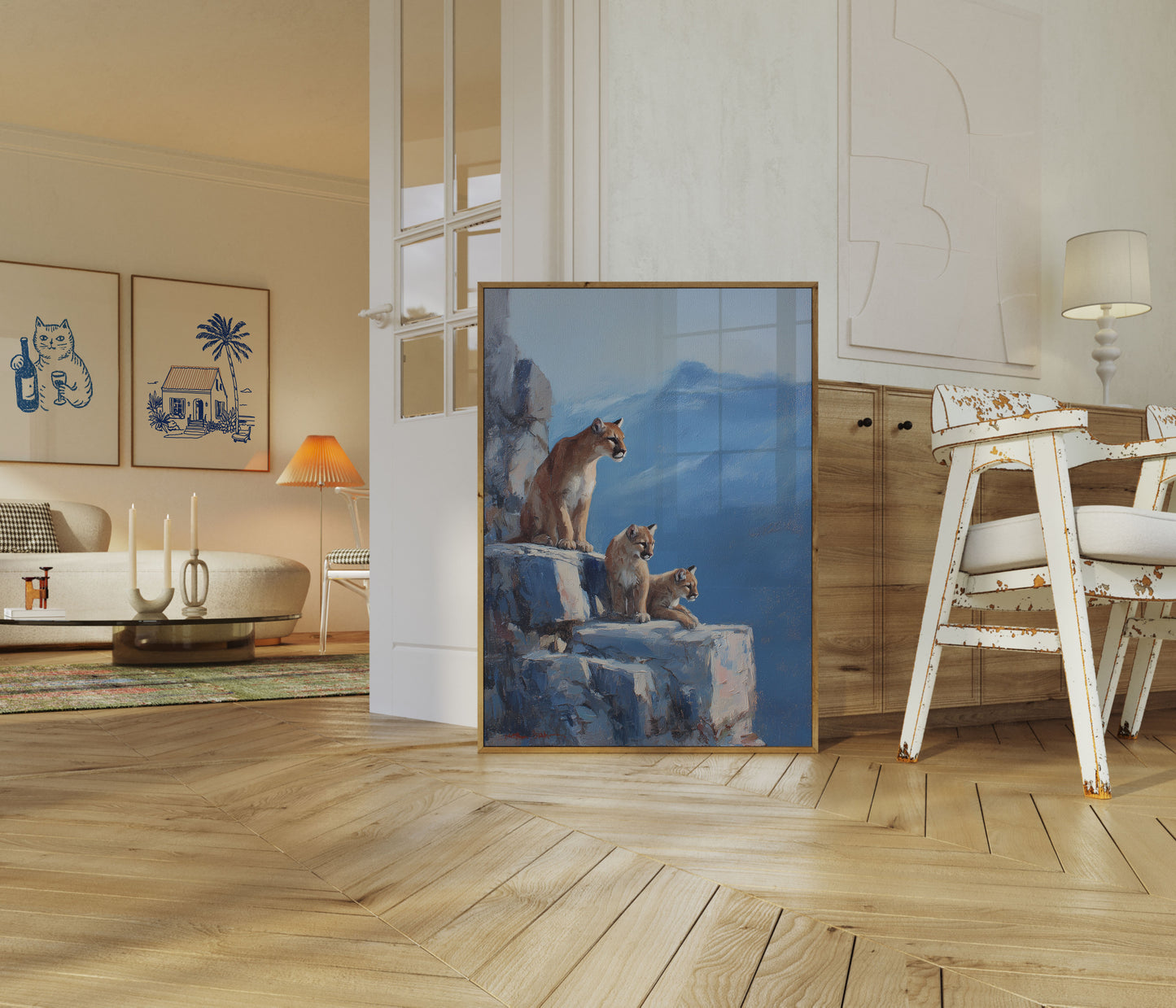 Leoni di Montagna sulla Vetta Poster