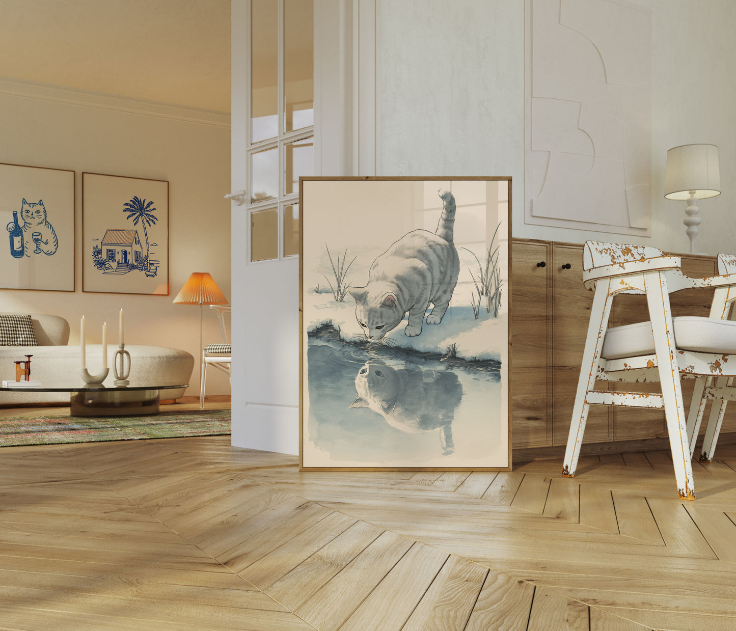 Reflective Cat Water Poster