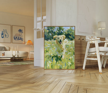 Golden Retriever in Wildflower Field Poster