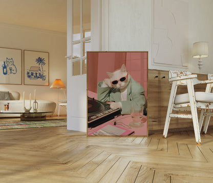 Cooler DJ-Katzen-Poster