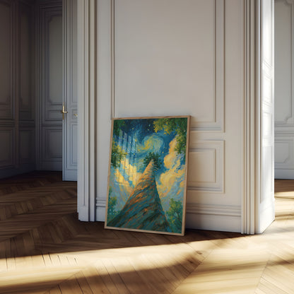 Póster Majestuoso Árbol Bajo Cielo Estrellado