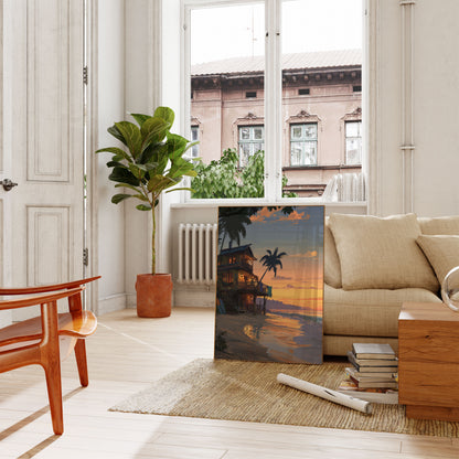 Poster de Casa de Playa al Atardecer