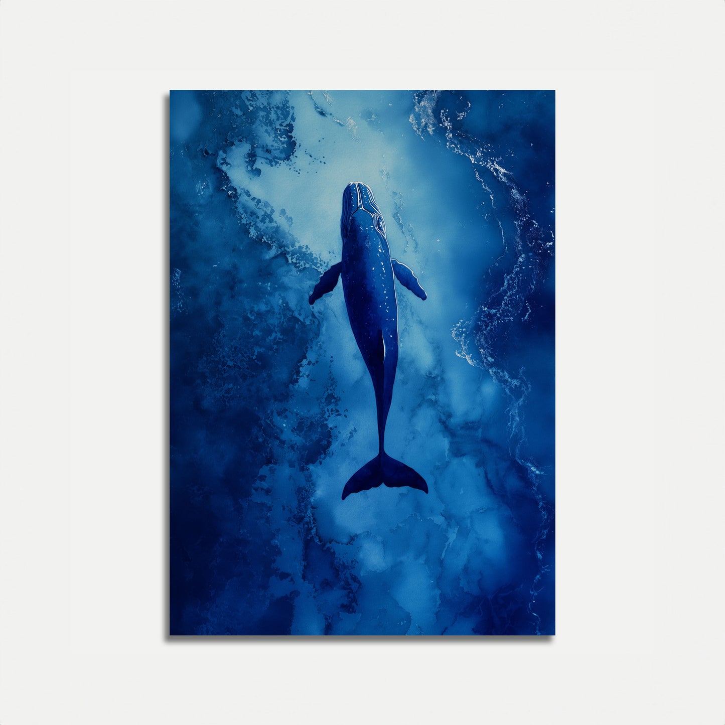 Whale Swimming in Blue Ocean Poster