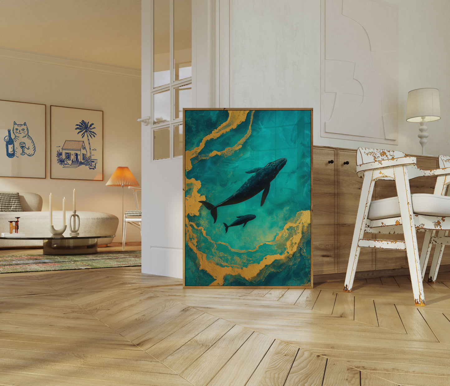 Whales in Turquoise Waters Poster