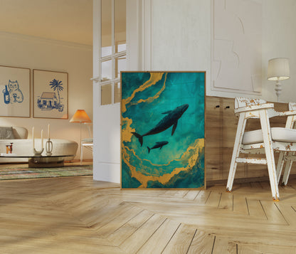 Whales in Turquoise Waters Poster