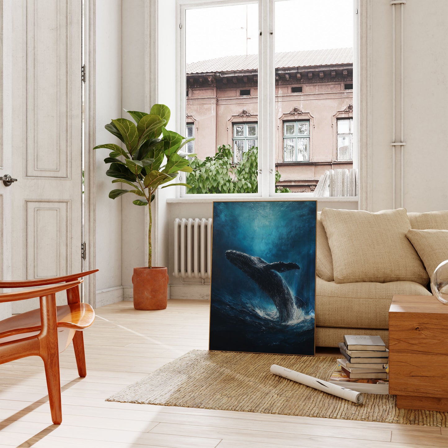 Humpback Whale Breaching Ocean Poster