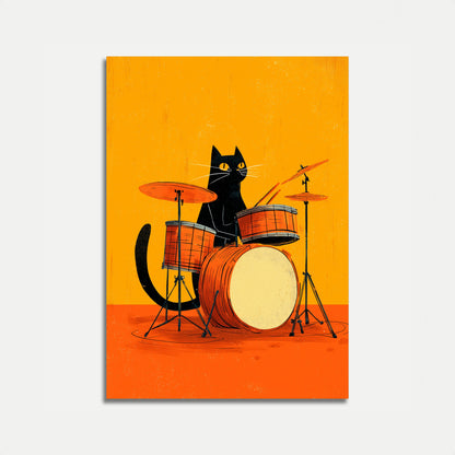 Cool Cat Playing Drums Plakat