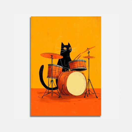 Cool Cat Playing Drums Poster