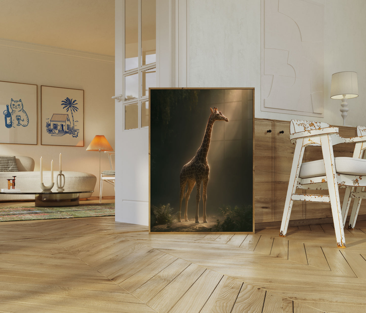 Majestic Giraffe Forest Light Poster