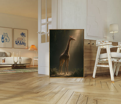 Majestic Giraffe Forest Light Poster