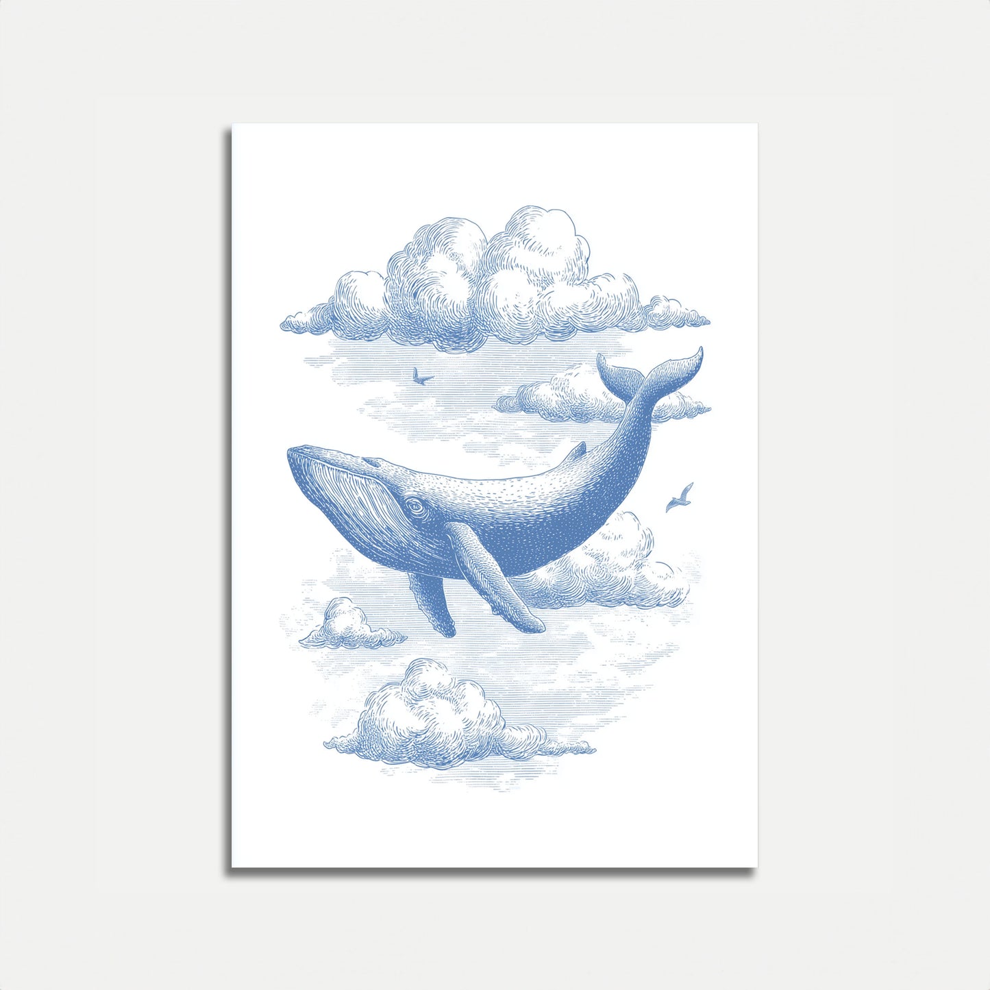 Floating Whale Clouds Poster