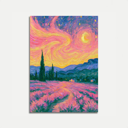 Starry Night Lavender Field Poster