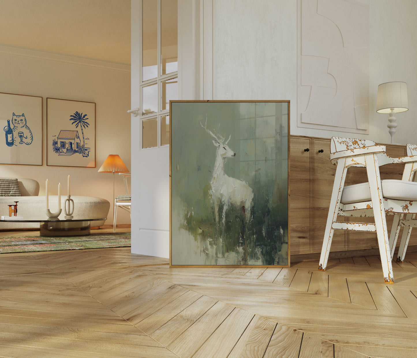 Ethereal White Stag Poster