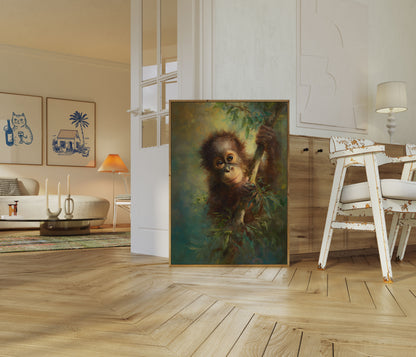 Young Orangutan in Jungle Poster