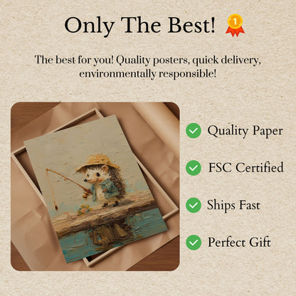 Little Hedgehog Fishing Adventure Poster