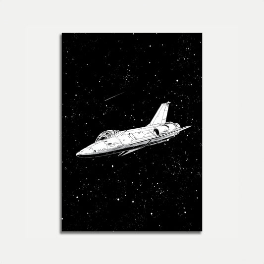 Raumschiff im Sternenhimmel Poster