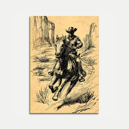Galloping Western Cowboy Poster