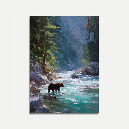 Bear in Mountain Stream Poster